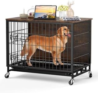 2024 New Dog Crate Furniture, 38.6" Dual-Entry Large Dog Kennel & Stylish Furniture Piece, Easy-Clean, Chew-Proof, with Mobile Locking Wheels, Perfect Fusion of Pet Comfort, Rustic Brown