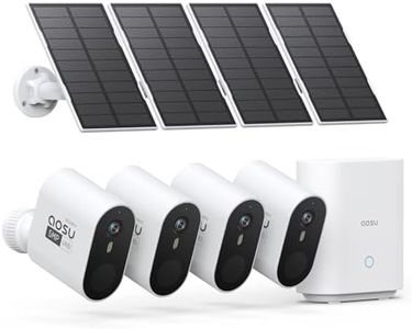 AOSU 5MP Solar Security Cameras Outdoor Wireless, Ultra HD Video Home Security System 4-Cam Kit with 166° Ultra Wide Angle, Cam-to-Cam Sync, Color Night Vision, Spotlight & Siren, No Monthly Fees