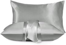 Moonlight Bedding Satin Silver Pillow Cases 2 Pack - Pillowcase for Hair and Skin Luxury Satin Silk Pillowcases with Envelope Closure Satin Pillow Case Standard Satin Silk Pillowcase (50x75CM)