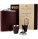 Men's Leather Flask with 2 Cups and