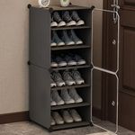 AYSIS DIY Shoe Rack Plastic Shoe Rack for Home Plastic Shelves Household, Shoe Rack with Door Outdoor for Heels/Shoes for Entryway,Hallway,Bedroom Living Room and Office (Grey, 6-SHELF-2-DOOR)