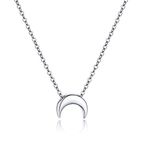 925 Sterling Silver Moon Necklace Tiny Pendant Chain Italian Silver Dainty Crescent Moon Choker Necklace for Women