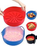 Mastery Mart 5-8QT Reusable Silicone Air Fryer Liners -8 Inch, 2 Pcs Air Fryer Silicone Basket/Pot, Durable/Easy to Clean Silicone Baking Tray for 3-8QT Air Fryer, Microwave, Oven, Steamer