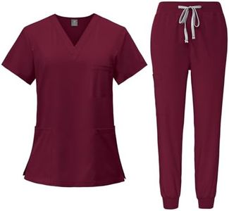 Scrubs for Women Set V-Neck Stretch Fit Scrub Top & Jogger 2025 Pants Multi Pocket Medical Nurse Uniforms Set Ladies White Black Blue S M L XL XXL 3XL with Big Pocket