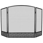 Nouetele 3-PANELS Steel Fireplace Screen Heavy-Duty Heat-Resistant and Rust-Proof Decorative Mesh Guard for Indoor/Outdoor Use Safety Spark Protector