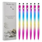 2 in 1 Ballpoint Pen with Stylus Tip Diamond Pen Fine Point Pens with Ink Pens with Stylus Tips 0.7mm Sparkle Chinese Pens Black Ink Pens Rainbow Colors Best Pens Medium Point Pens 6 Pack