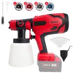 Cordless Paint Sprayer Gun for Milwaukee M18 18V Battery,Airless Electric HVLP Spray Paint Gun Tools for House Painting/Home Interior and Exterior/Wood/Walls/Furniture/Fence/Door(No Battery)