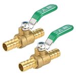 uxcell Brass Air Ball Valve Shut Off Switch 12mm Hose Barb to 12mm Hose Barb Brass Tone 2Pcs