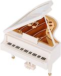 White Piano Music Box 4.9x4.7x5.7in Mini Piano Tabletop Ornament Musical Boxes Christmas, Birthday, Valentine's Day