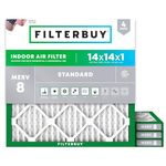 Filterbuy 14x14x1 Air Filter MERV 8 Dust Defense (4-Pack), Pleated HVAC AC Furnace Air Filters Replacement (Actual Size: 13.75 x 13.75 x 0.75 Inches)