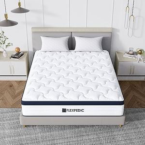 FLEXPEDIC 10" Queen Mattress, Memory Foam Hybrid Mattress with Space Cotton for Tight Sleep, Medium-Firm Cooling Mattress with Stronger Support, Motion Isolation &Pressure Relief USA Made Mattress