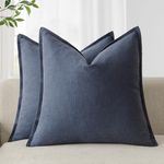 Foindtower Pack of 2, Decorative Linen Soild Throw Pillow Covers Soft Accent Square Cushion Case Boho Farmhouse Pillowcase for Chair Couch Sofa Bedroom Living Room Home Decor 20 x 20 Inch Navy Blue