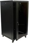 NavePoint 22U Server Cabinet Wall Mount Rack Enclosure with Caster Wheels, 2 Fans, Locking Glass Door, Removable Side Panels – 22U Network Cabinet 23.6” Deep, 19” Server Rack for A/V Equipment