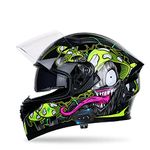 Full Face Motorcycle Bluetooth Helmet Motorcycle Full Face Helmet, ECE Approved Bluetooth Motorbike Double Sun Visor Helmets, Wear-Resistant and Scratch-Resistant Lenses, for Adult