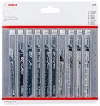 Bosch 10-Piece Jigsaw Blades Set (for Wood, Professional accessories for Jigsaws with T-Shank)