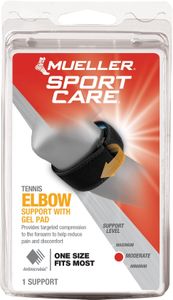 Mueller Tennis Elbow Support with Gel Pad, Black – One Size