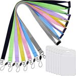 YOUOWO 7 Pack lanyards with id Holder for Keys Women Kids lanyards for ID Badges Safety Breakaway Office id Card Lanyard Black Blue Yellow Green Purple Grey Pink Lanyard