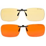 Blue Light Blocking Clip On Glasses - 99.9 Percent Effective Computer Glasses for Men and Women, Durable Lightweight Design Reduce Eyestrain, Headaches and Improve Sleep (Day & Night Combo Pack)