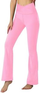 Flare Leggings for Girls 5-6 Years Old Pink V-Cross High Waist Dance Bell Bottom Pants