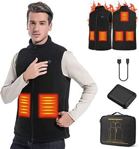 LUXURY-VITA Heated Vest For Men Fleece Lightweight Sleeveless Jacket Unisex Electric USB Rechargeable Heated Jacket Hiking Hunting Travel Golf Vest For Winter (Black, M)
