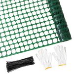 PotatoLife Plastic Mesh Fence Safety Fence, 4'x100' Roll with 100 Zip Ties, Resuable Temporary Netting for Garden Fencing, Construction, Snow Fencing, Animal Barrier, Poultry, Deer, Patio, Green