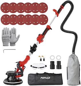 POPULO Drywall Sander, 810W 7A Electric Drywall Sander with Vacuum Attachment, 6 Variable Speed 1800RPM Power Ceiling Sander Tool with LED Light for Sanding Wall, Floor, Popcorn Ceiling Removal