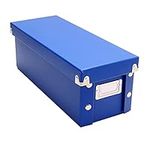 Snap-N-Store Storage Box - Pack of 2 Medium, Collapsible 13.25 x 5.13 x 5.13 Inch Storage Boxes w/Lids for Toys, Office, Stationary and Organizing, Foldable Containers with Lids, Back to School, Blue