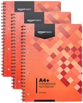 Amazon Basics Wirebound Notebook, 100 Sheets, 200 Pages A4+, 80GSM, red, Pack of 3