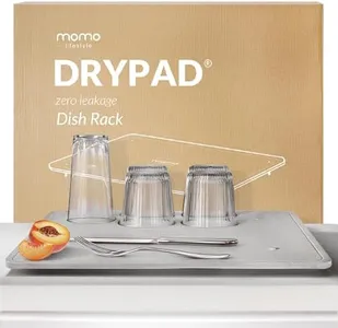 Momo Lifestyle Stone Dish Drying Mat DryPad 19.7" X 15.7" Misty Gray, Large Stone Drying Mat for Kitchen Counter, Drying Stone for Kitchen Counter Fits Various Dish Racks, Zero Rust Dish Drying Stone