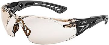 Bolle Safety Rush+ Safety Glasses, Black & Grey Frame, Light Amber Lenses