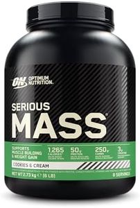 Optimum Nutrition Serious Mass Poudre de Protéine Gain de Masse Hautement Calorique avec 25 Vitamines et Minéraux, Créatine Monohydrate et Glutamine, Saveur Cookies & Crème, 8 Portions, 2.73 kg