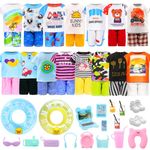 Miunana 10 PCS Boy Doll Top and Pants for Chelsea 5.3 Inch Boy Doll Clothes and Accessories with 16 PCS Dollhouse Furniture for 4-6 Inch Doll Travel Outfits 26 PCS Include 2 Pairs Chelsea Doll Shoes