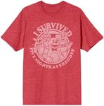 Five Nights at Freddy's I Survived Graphic Print Men's Red T-Shirt Medium