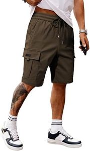 JMIERR Mens Shorts Casual Stretch Classic Drawstring Summer Work Hiking Outdoor Cargo Shorts with Pocket,US 32(S),Brown