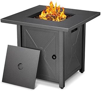 R.W.FLAME Fire Pit Table 28in Square Metal - Propane Fire Pit Table with Lava Rocks, Steel Fire Pit Bowl for Picnic, Bonfire Patio Garden Fireplace, 40000 BTU