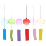 6pcs Japanese Omamori Wind Bells Glass Wind Chimes Good Luck Sun Catcher Feng Shui Edo Furin Wind Chime for Yard Car