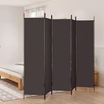 Higsose Room Divider 5-Panel Room Divider Brown 250x200 cm Fabric Room Dividers and Folding Privacy Screens Folding Screen Temporary Wall Partition Room Dividers Dressing Screen