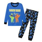 Thombase YouTube Game Kids Boys Long Sleeve Christmas Xmas Pajamas Black Red Pjs 6-13 Years (rain-Blue, 140)