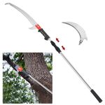 Optifit® Telescopic Manual Pruning Saw - 9.8FT Extendable Stainless Steel Pole Saw - Tree Pruner Saw with Curved Hooked Blade - Manual Pole Saw for Tree Trimmer - Tree Cutter Tool for Thick Branche