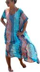 Bsubseach Women's Blue Side Split Chiffon Robe Beach Dress Swimsuit Bikini Cover Up Swimwear Kaftan Poncho