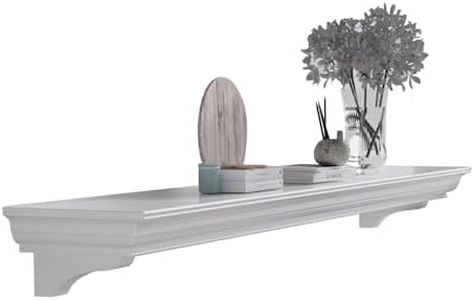 Fireplace Mantel with Invisible Heavy Duty Wood Bracket, Wall Mount Handcrafted Hollow Floating Mantel Shelf for Electric or Traditional Fireplace, Rustic Farmhouse Modern Style (72 Inch, White)