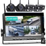 eRapta 10" Wireless Reversing Camera Kit with 4 cameras, HD 1080P Monitor, Loop Recording, IP69K Waterproof Reversing Cameras for RV, Trailer, Truck