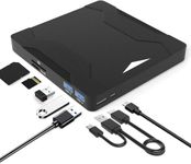 VOOCME 5 in 1 DVD Player Portable CD Player for Laptop, DVD Burner CD ROM External CD/DVD Drive for PC, External Drive CD Drive USB DVD Drive for Desktop PC Laptop Windows Linux OS A-ple Mak