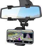 RPC99 Car Rearview Mirror Phone Mount, Universal Smartphone Holder, GPS Navigation Display Stand, Black