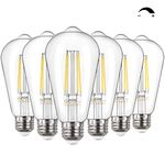 TOPKDA Vintage LED Edison Bulb Dimmable 60W Equivalent 700 Lumens, 6W Edison Light Bulbs Warm White 2700K, Antique ST64 LED Filament Bulb E26 Base, CRI 85+, Clear Glass, Pack of 6