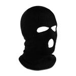 3 Hole Knitted Balaclava Black - Full Face Cover Balaclava for Men, Men's Balaclavas Ideal for Halloween Thermal Winter Ski Protection