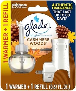 Glade PlugIns Refills Air Freshener Starter Kit, Scented and Essential Oils for Home and Bathroom, Cashmere Woods, 0.67 Fl Oz, 1 Warmer + 1 Refill