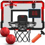 TEMI Indoor Basketball Hoop for Kids, Door Room Basketball Hoop,Mini Basketball Hoop with 2 Balls, Basketball Toys for 3 4 5 6 7 8 9 10 11 12