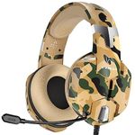 YINSAN Gaming Headset with Mic for PS5 PS4 Xbox One Nintendo Switch PC, Wired Camo Gaming Headphones with Stereo Surround Sound, Noise Cancelling Microphone & One-Key Mute Button