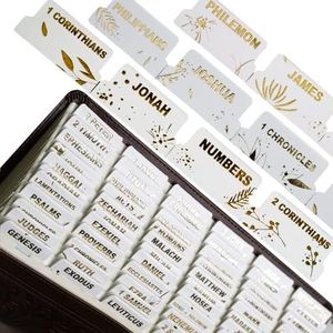 UPAFEXXI-Leather Bible Tabs, Bible Tabs for Women and Men(Gold Foil Lettering) Large Print Stickers, Easy to Read and Apply, 80 Chapters Labels for Easy Navigation (White Gold Floral